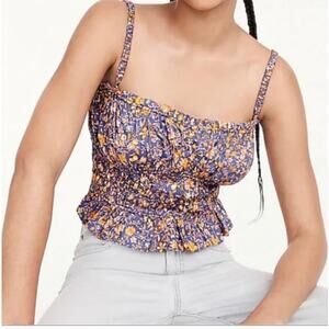 J Crew Cinched Waist Cotton Poplin Cropped Sleeveless Dressy Tank Top Size XS